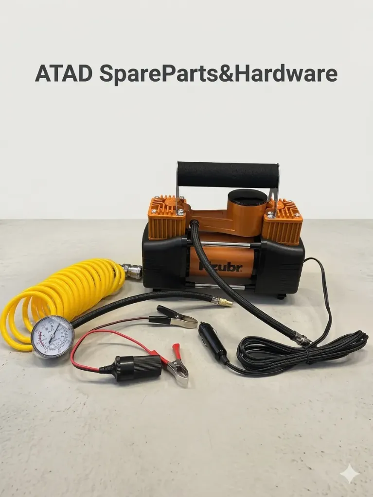 [K10621] KZUBR /  Air compressor 12V كومبرسر منفاخ هواء للسيارات  - سيلندر عدد 2 -ملف نحاس فولت