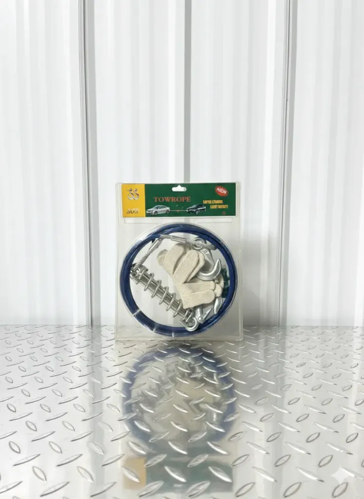 واير/حبل سحب سيارات فولاذي – حمولة 5 طن مع نظام امتصاص الصدمات+كفوف